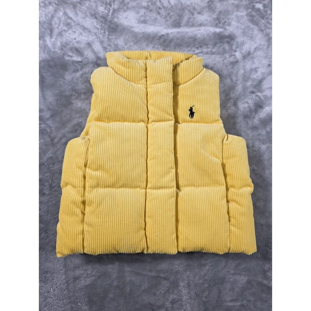 NWOT Ralph Lauren Puffer Down Filled Corduroy Vest Jacket Baby 12M Yellow